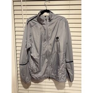 Nike Golf Mens XL Gray Full Zip Windbreaker Jacket Orange Tree Golf Club Logo